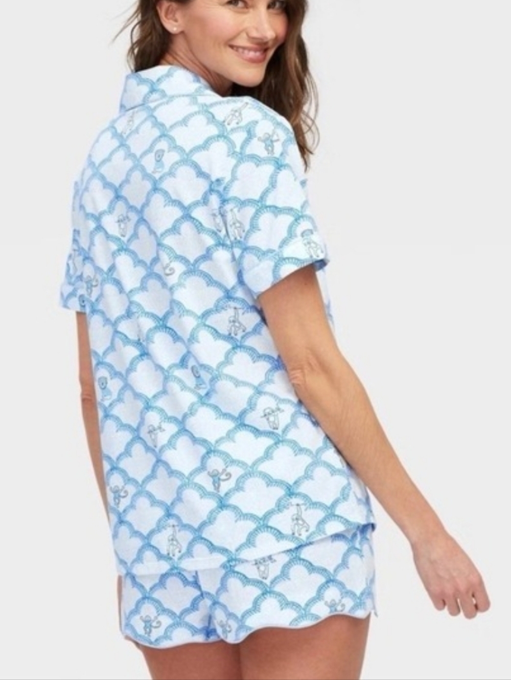 🩵🩵 Roller Rabbit x Target Geo Trellis Pajama Set Shorts M Monkey Sloth NWT - Picture 2 of 4